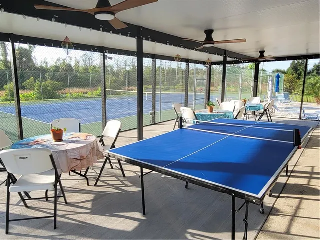 a outdoor space with furniture