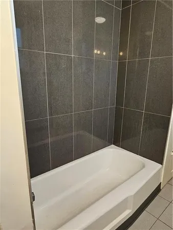 a bathroom with a bathtub