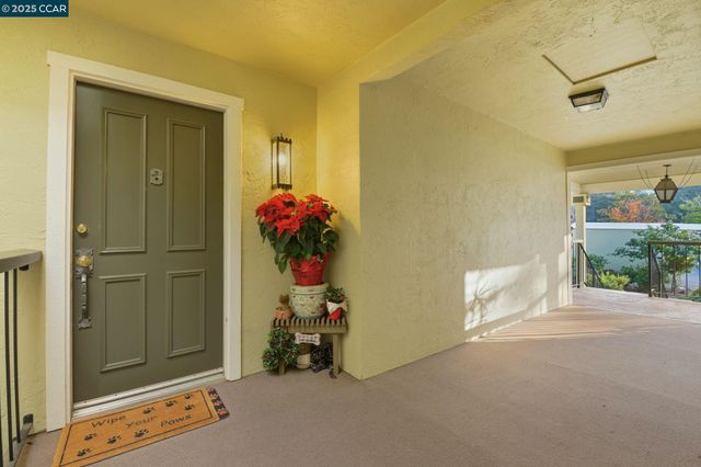a view of an entryway with a flower pot
