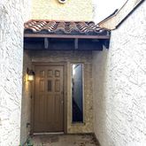 a view of a wooden door