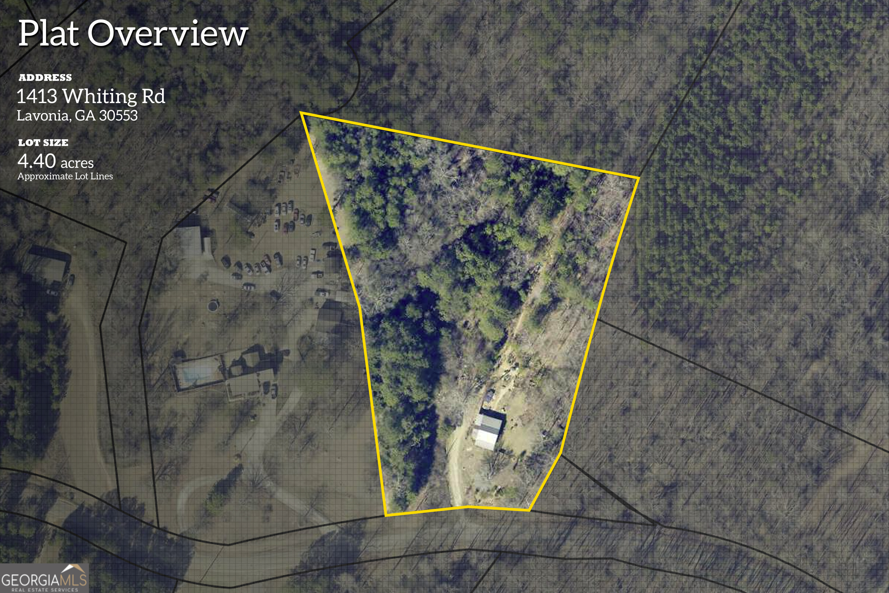 1413 Whiting Road Lavonia, GA 30553 - Photo 3 of 74 Clearly defined 4.40-acre parcel with established access, offering privacy and flexibility for the future.