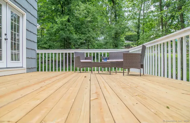 a view of a wooden deck