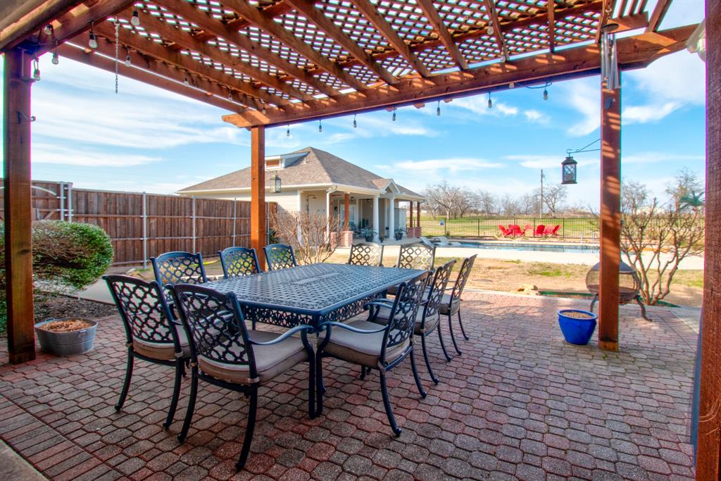 4275 Old Thomas Road Aubrey, TX 76227 - Photo 27 of 31 View of patio / terrace featuring a pergola, perfect for entertaining family and friends!