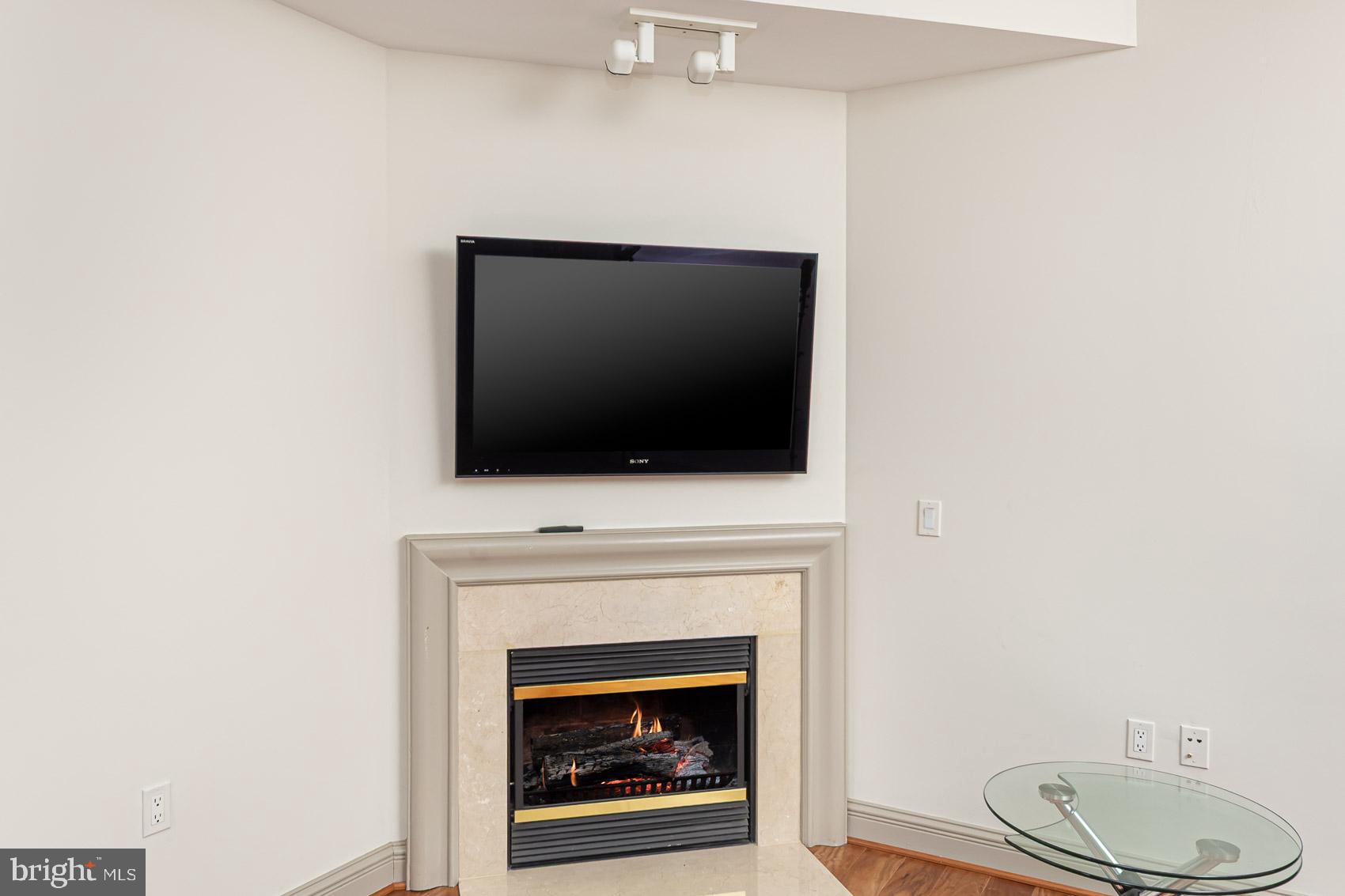 801 Key Highway, Unit 153 Baltimore, MD 21230 - Photo 13 of 40 a living room with a fireplace and a flat screen tv