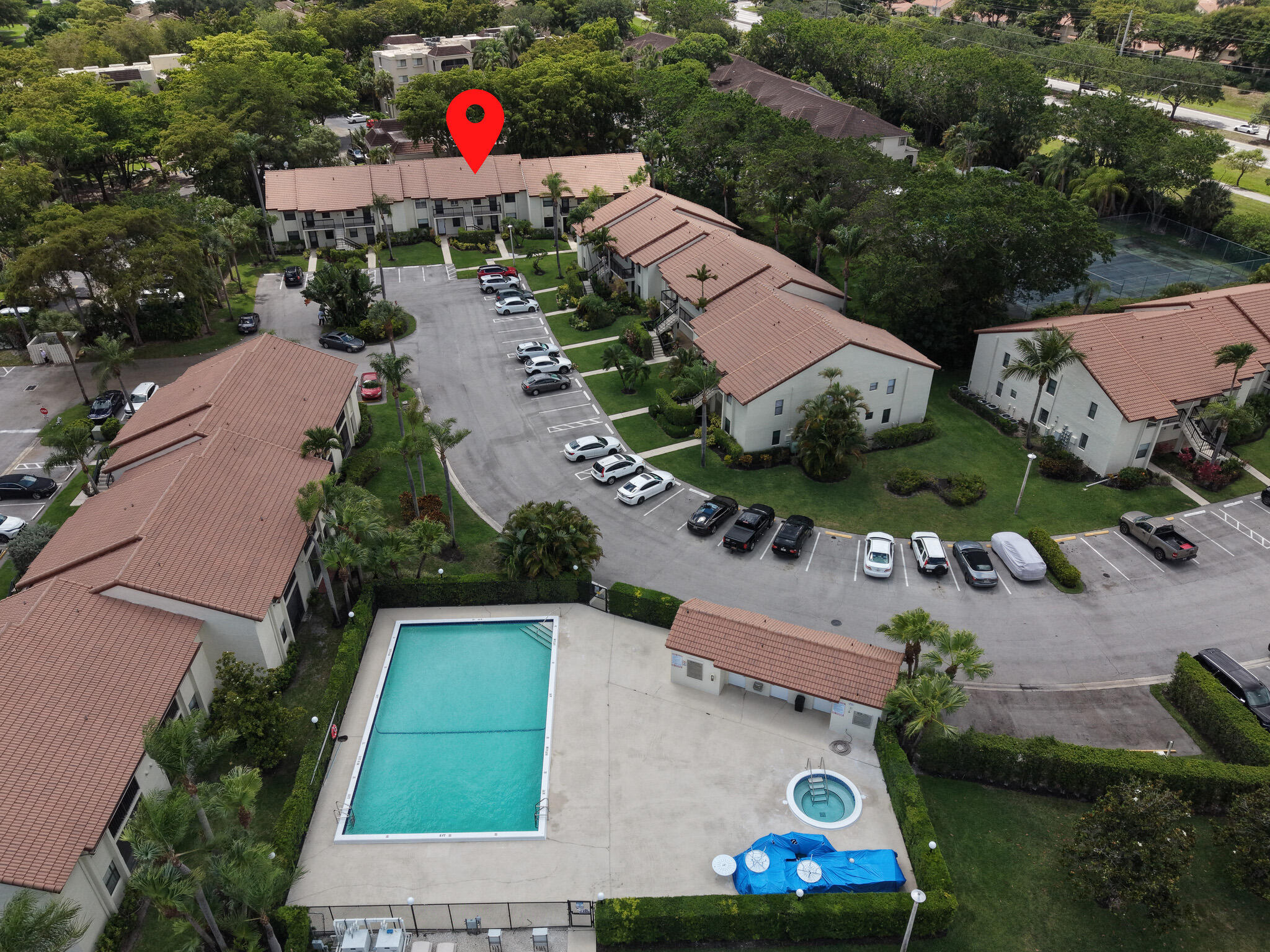 22136 Palms Way, Unit 103 Boca Raton, FL 33433 - Photo 38 of 42 an aerial view of house with yard swimming pool and outdoor seating