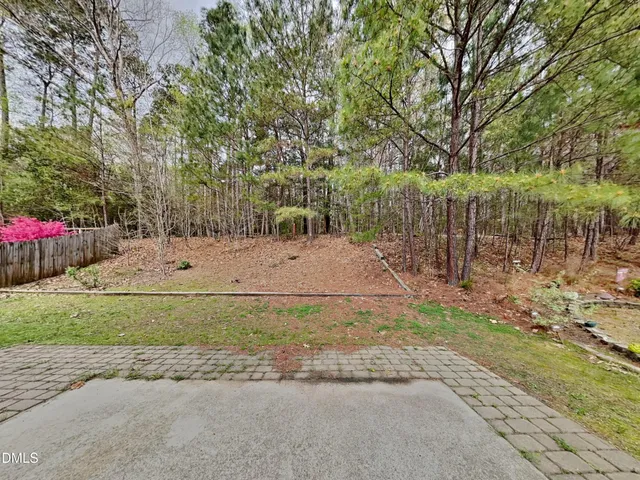 a view of a park with large trees