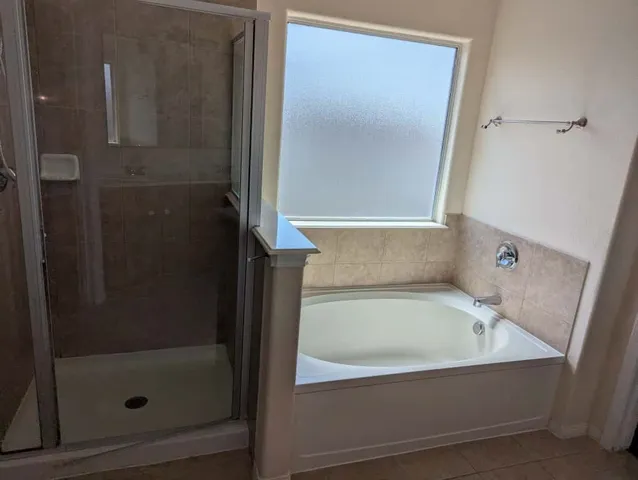 a bathroom with a bathtub