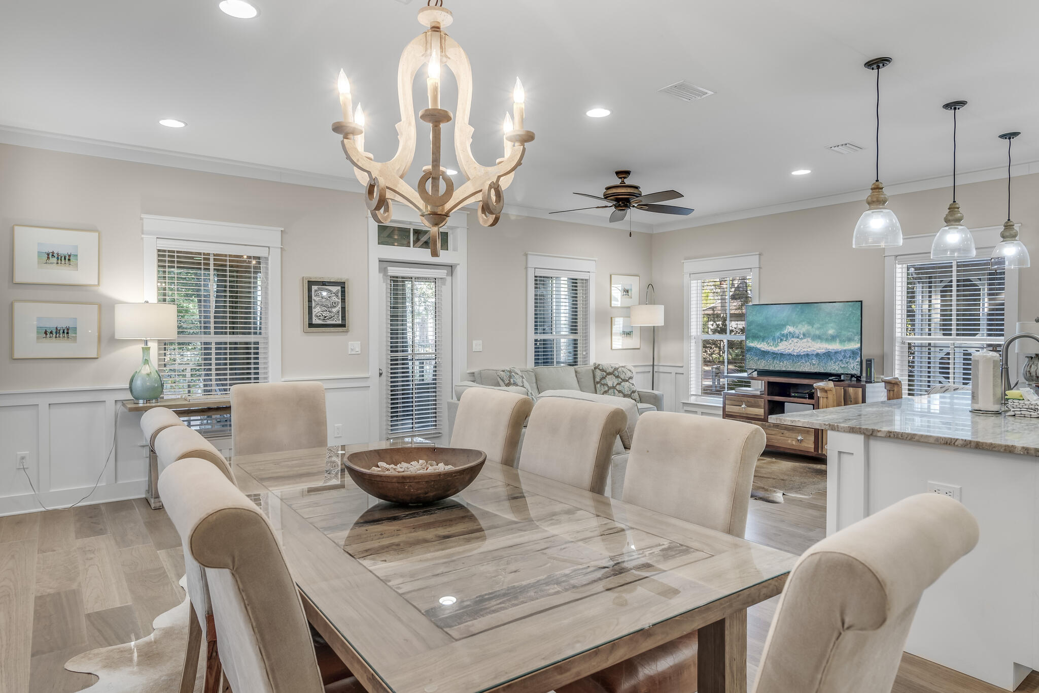 973 Patina Blvd Inlet Beach Inlet Beach, FL 32461 - Photo 10 of 30 a living room with furniture a chandelier and a dining room