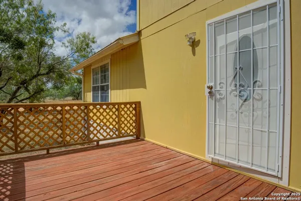 a view of a wooden door