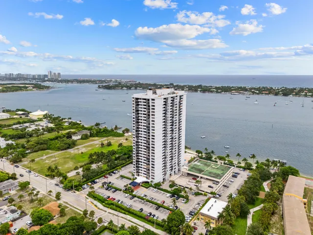 a view of a city with tall buildings