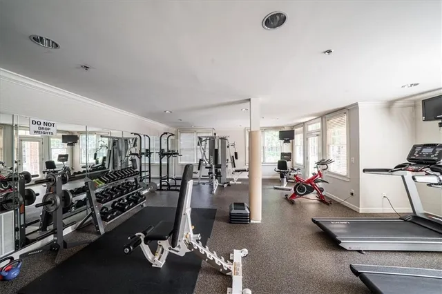 a living room with furniture and a book shelf