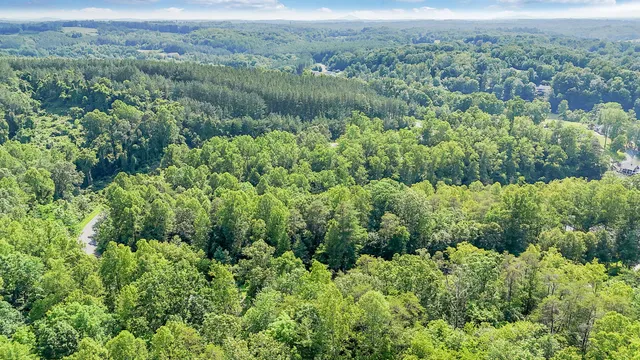 an aerial view of a houses with a yard