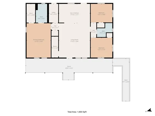 an aerial view of a house with a yard and garden