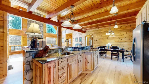 a kitchen with lots of counter top space
