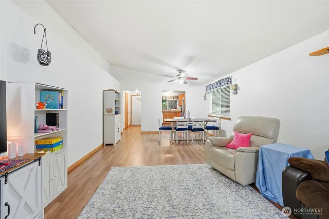 a living room with furniture and a couch