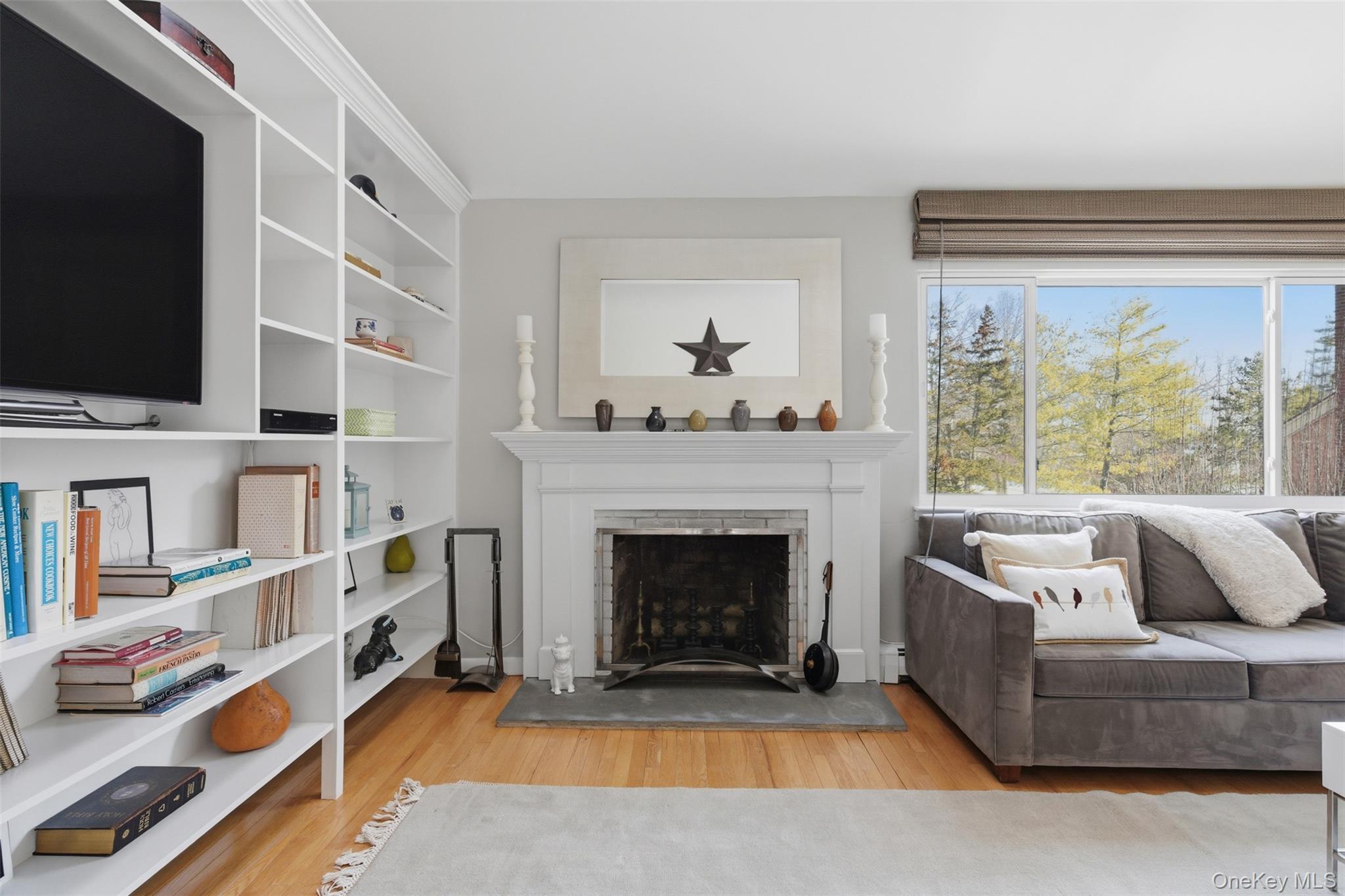 10 Bayberry Lane Rye Brook, NY 10573 - Photo 18 of 44 Main Entertaining Area with Fireplace and Built in Book Shelves