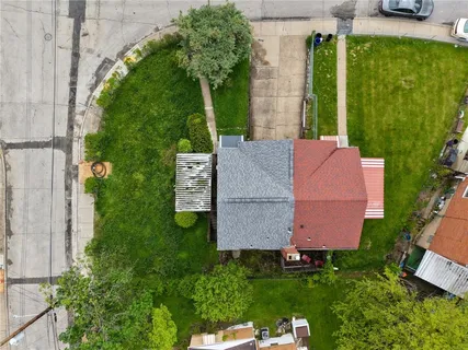 an aerial view of a house
