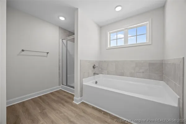 a bathroom with a bathtub