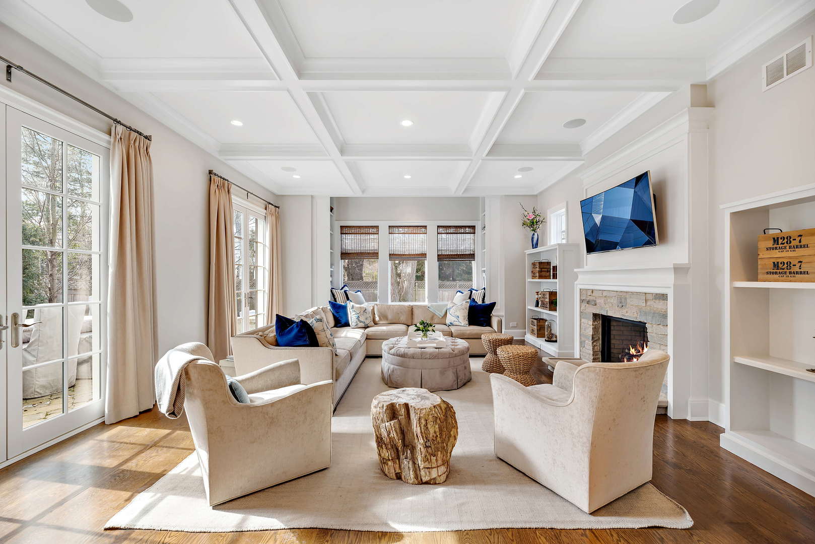 Undisclosed Address Winnetka, IL 60093 - Photo 13 of 41 a living room with fireplace furniture and a flat screen tv