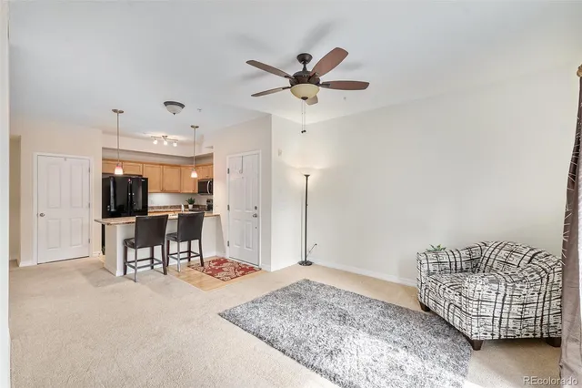 a living room with furniture and a rug
