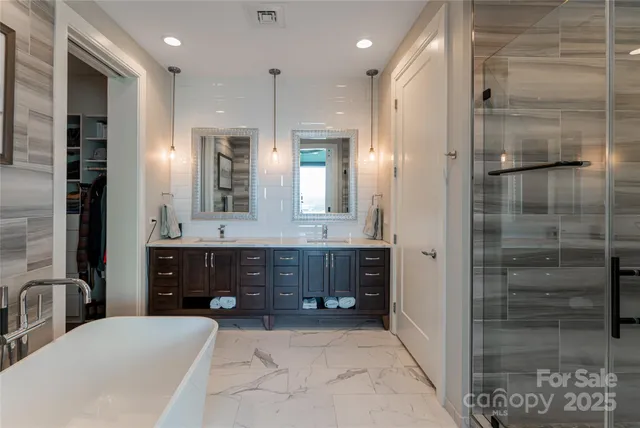 a bathroom with a bathtub