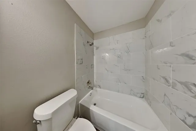 a bathroom with a toilet and a bathtub