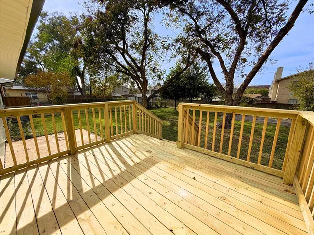 a view of wooden balcony