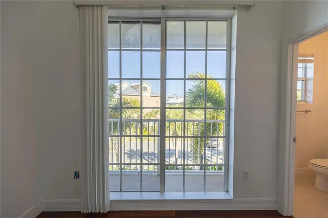 a view of a bathroom with a window