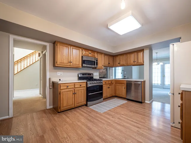 a view of a room with a window