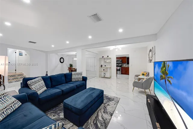 a living room with furniture