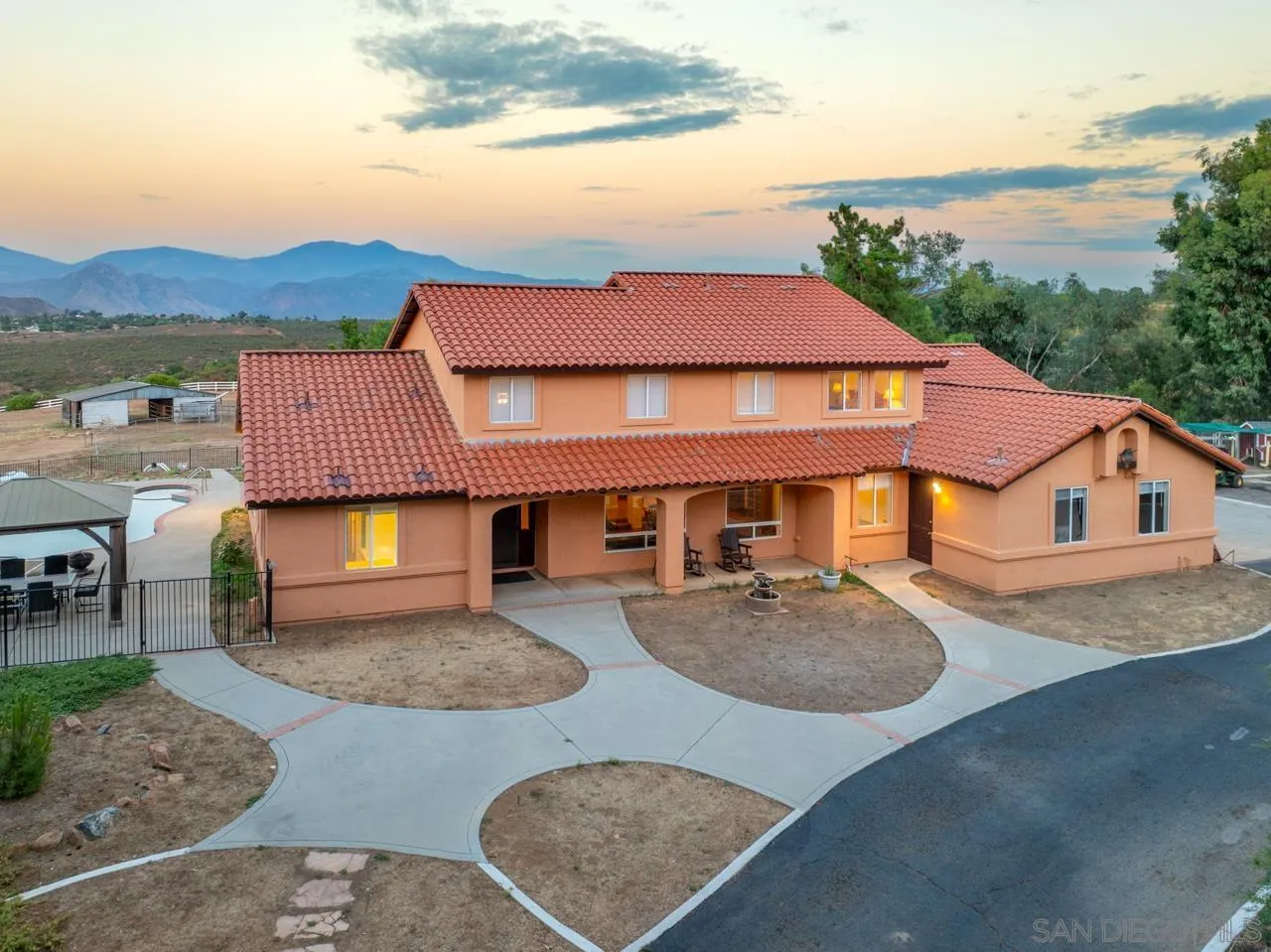 15091 Chemise Creek Road Ramona, CA 92065 - Photo 12 of 74 an aerial view of a house with yard swimming pool and outdoor seating