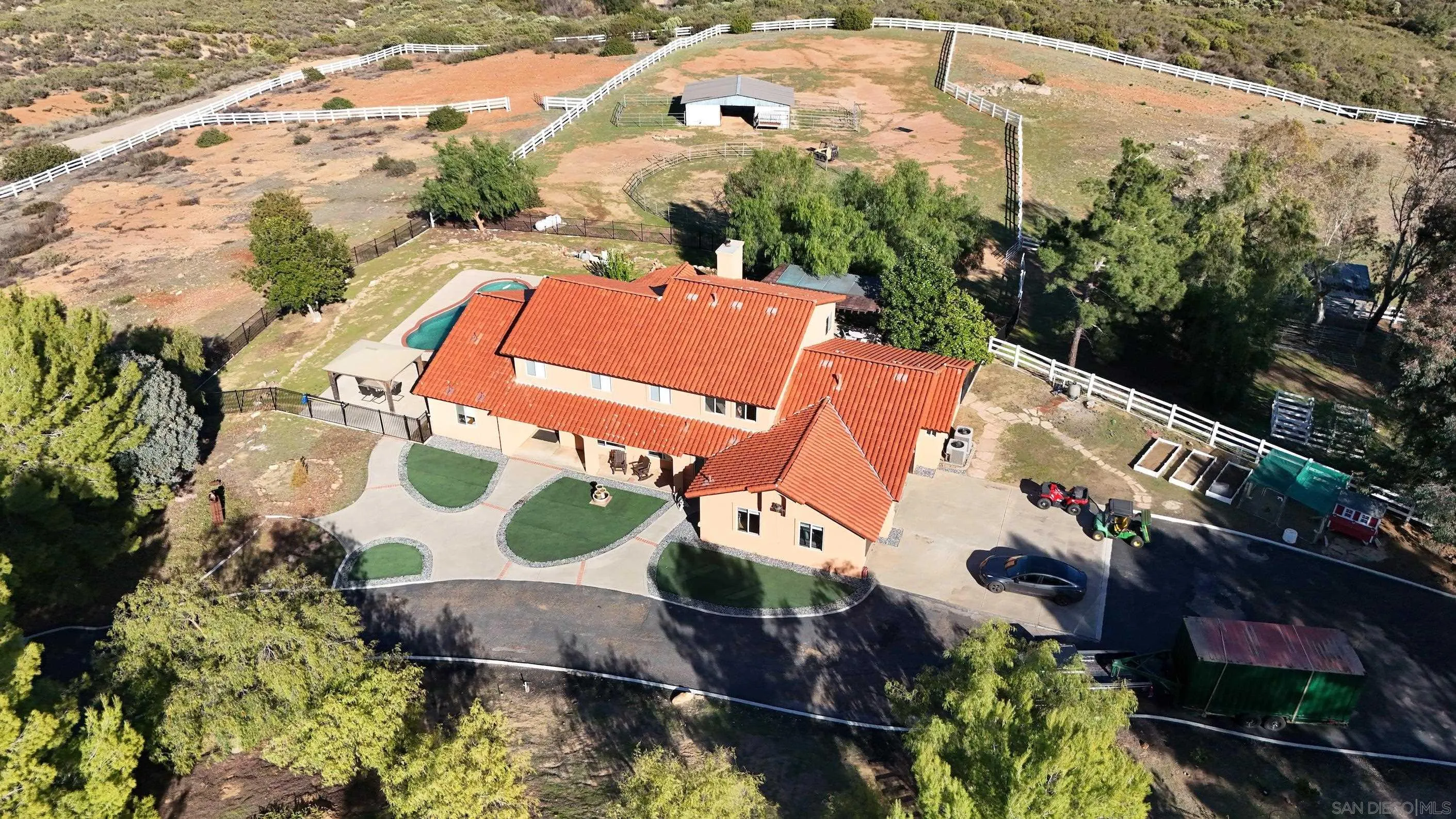 15091 Chemise Creek Road Ramona, CA 92065 - Photo 73 of 74 an aerial view of residential house with outdoor space and swimming pool