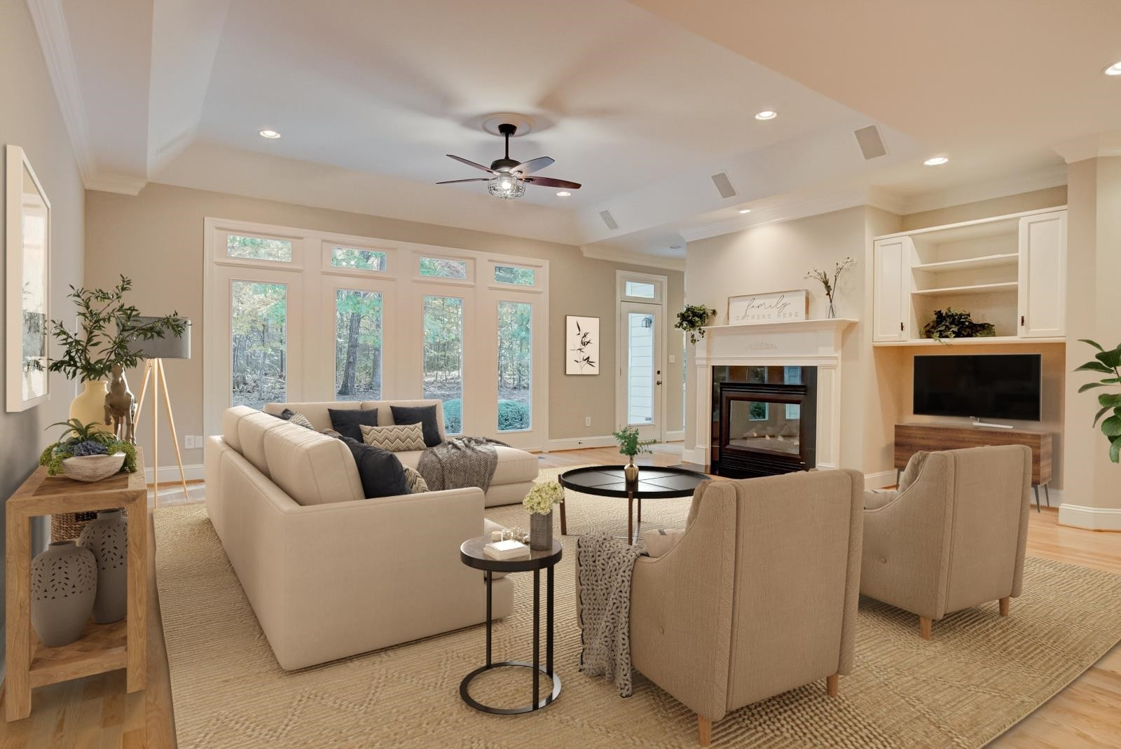 616 Bent Ridge Place Raleigh, NC 27615 - Photo 7 of 28 Enjoy the gas log fireplace as you watch TV with surround sound speakers Large Family Room