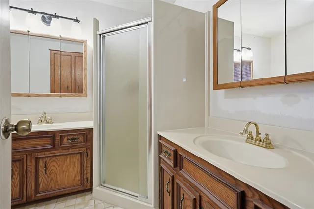 a view of a sink and a mirror