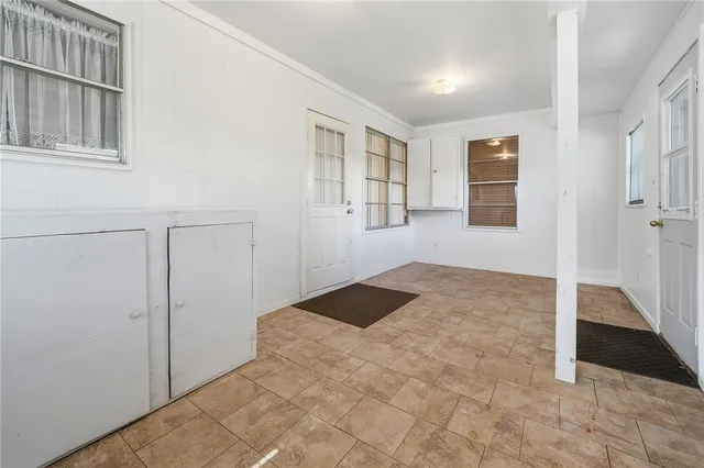 a backyard of a house with lots of green space