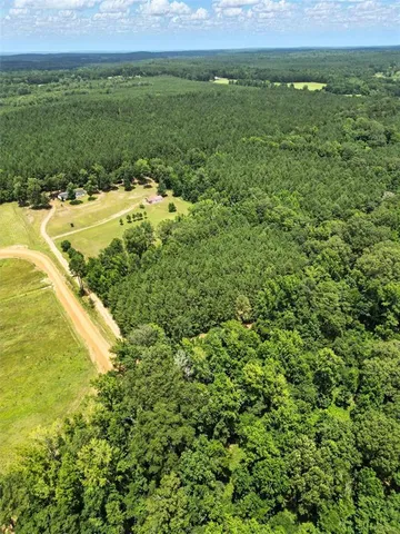a view of a field with an ocean view