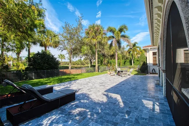 a view of a swimming pool with an ocean view