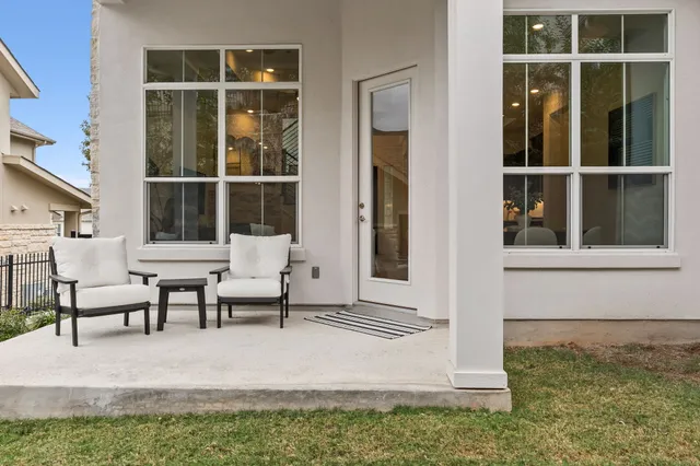 a view of a swimming pool with a mountain view
