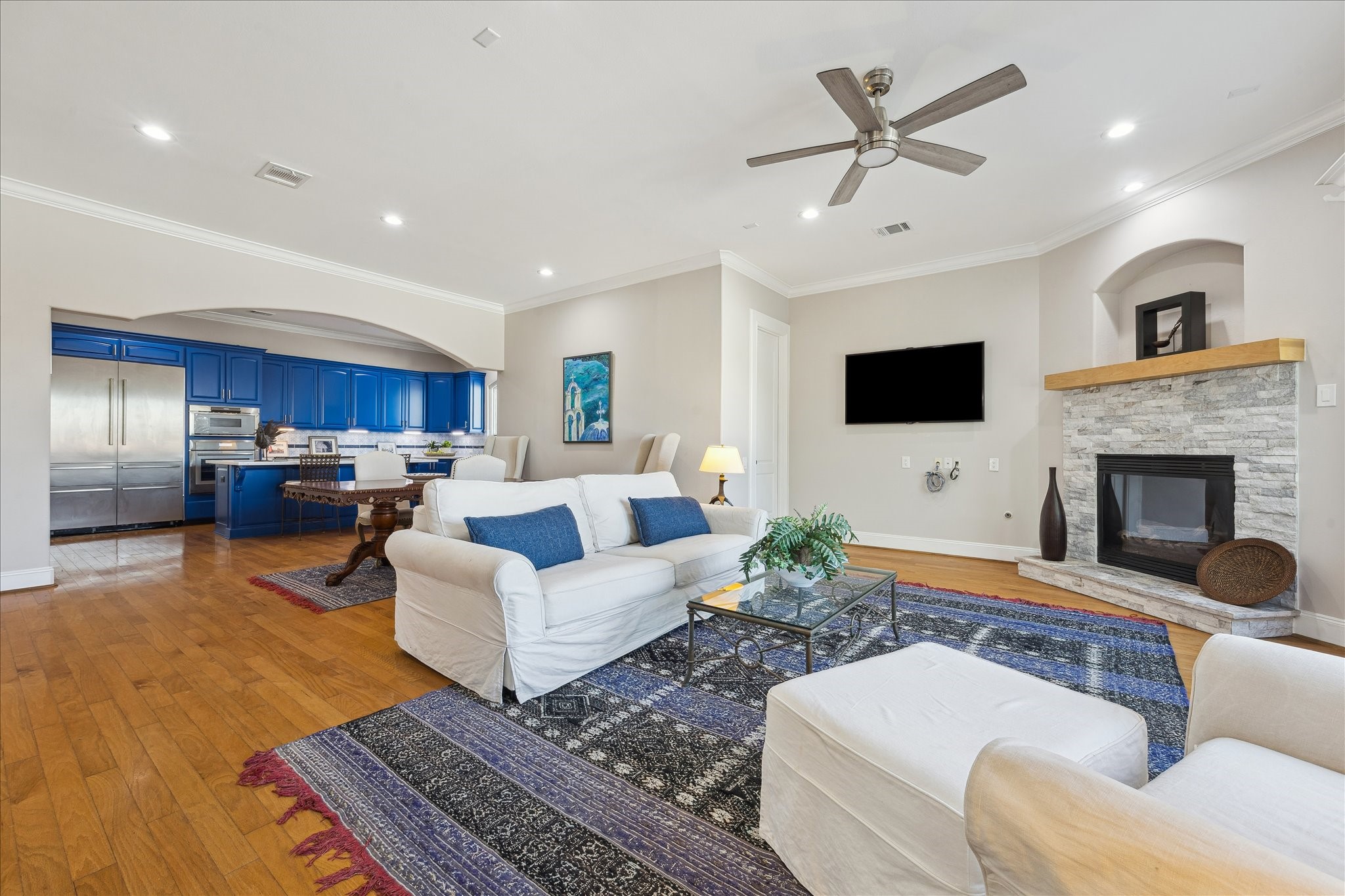 4701 Inker Street Houston, TX 77007 - Photo 7 of 45 a living room with furniture and a fireplace