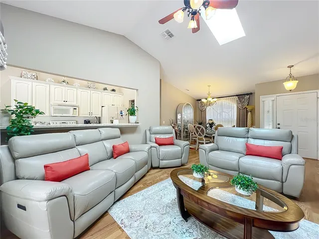 a living room with a large window