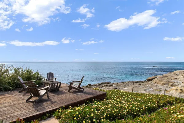 a view of a terrace with chairs