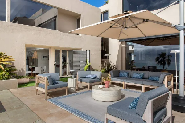 a view of a house with sitting area