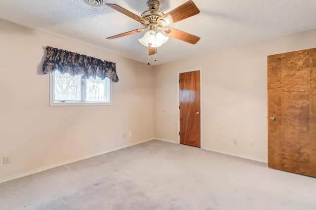 a house with trees covered by side of the road