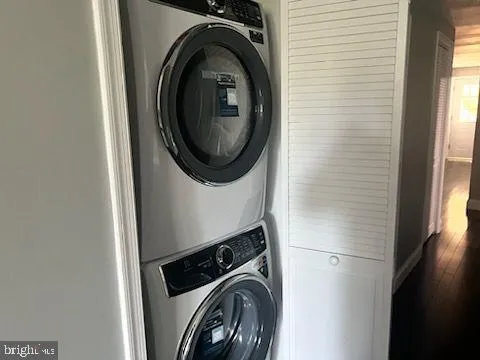 a utility room with dryer and washer