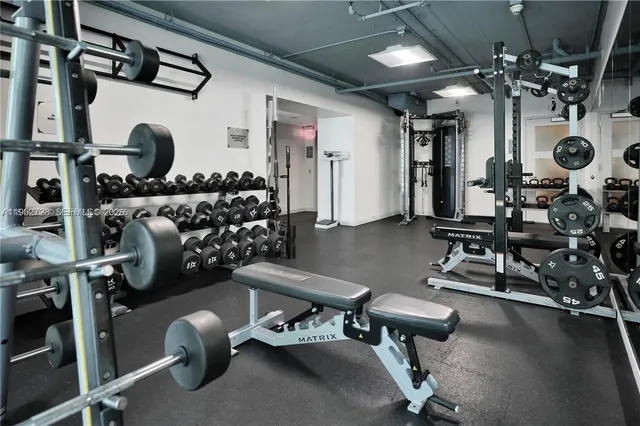 a room with gym equipment