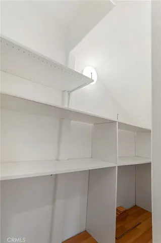 a view of an empty walk in closet