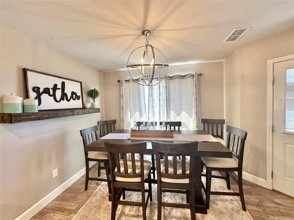 a view of a dining room and livingroom view