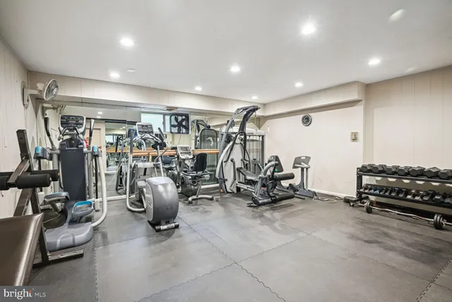 a view of a room with gym equipment