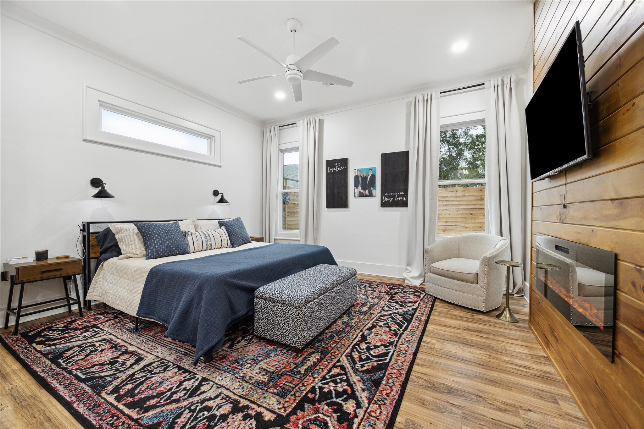 1121 Key Street Houston, TX 77009 - Photo 13 of 33 Primary bedroom with electric fireplace.