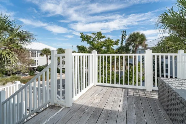 a view of a wooden roof deck